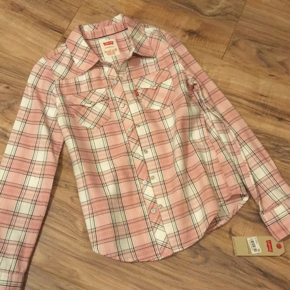 Levi’s Pink Plaid Western Long Sleeve Shirt